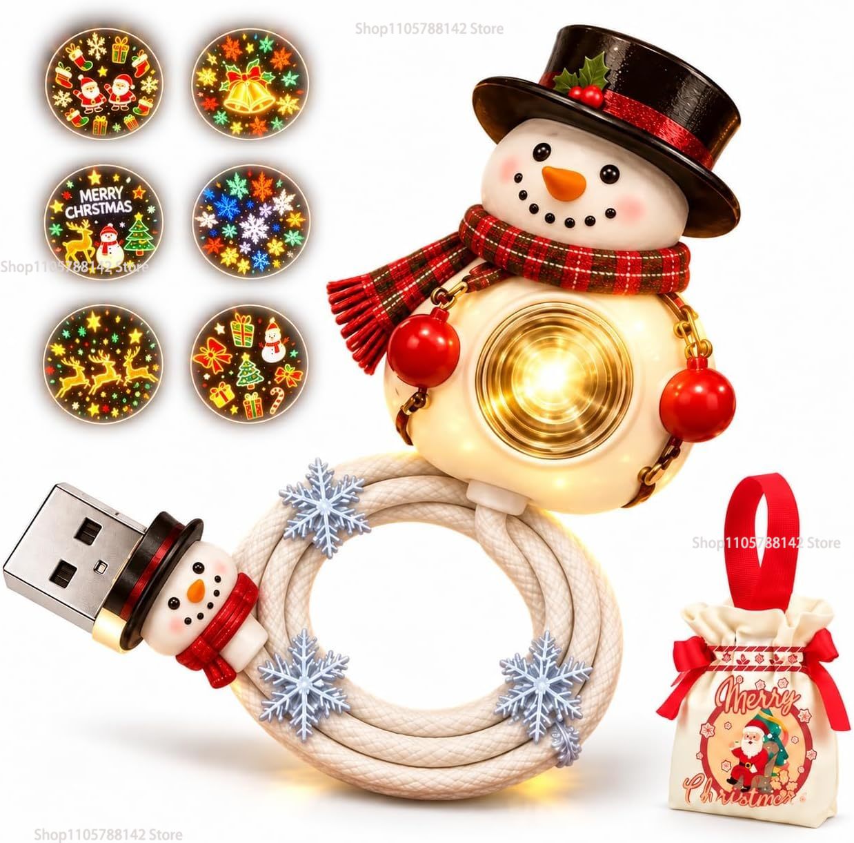 Lighting Christmas Decor - Christmas Snowman USB Christmas Projector Light,Adjustable