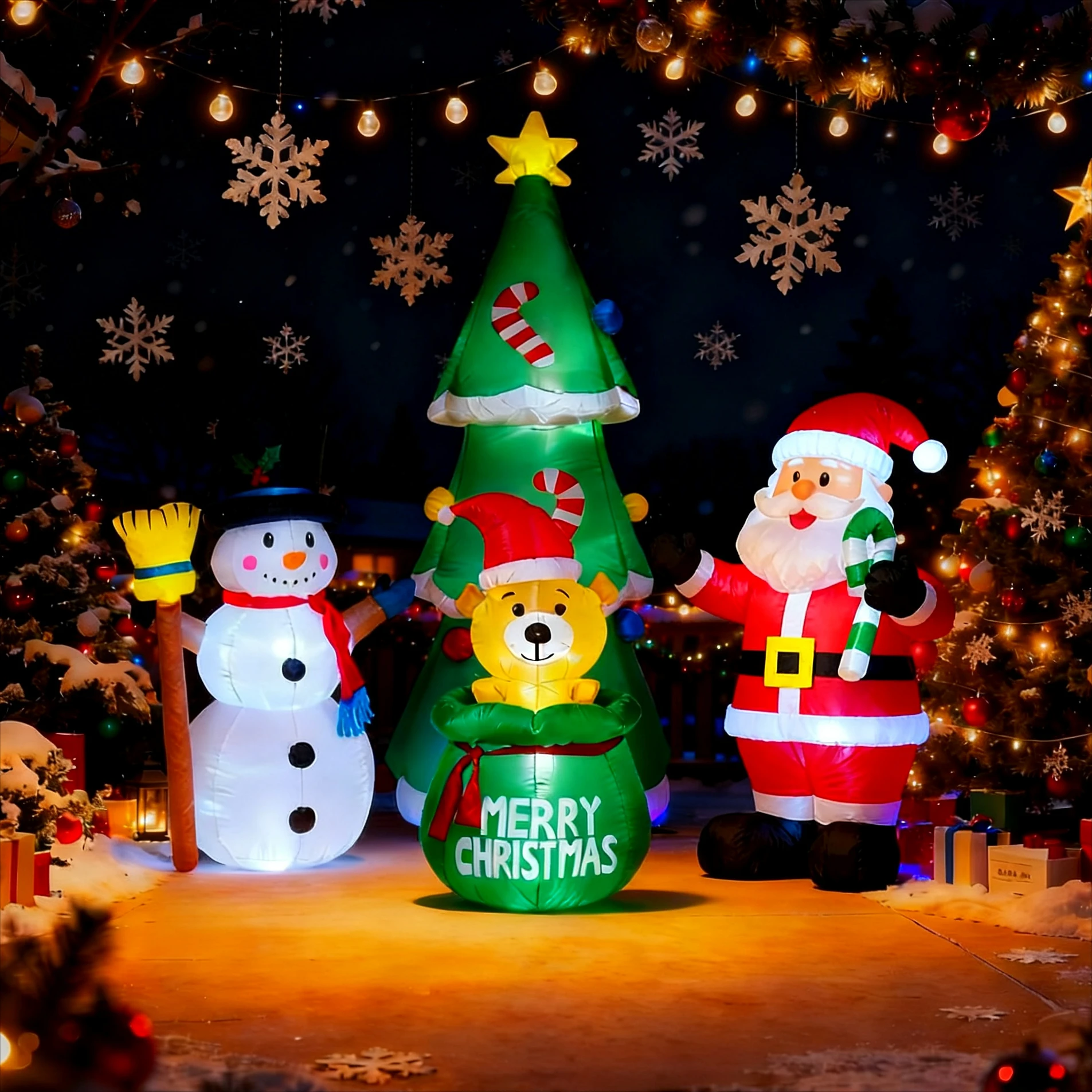 Lighting Decoration Ideas - Christmas Inflatable Decorations - Branch Snowman,