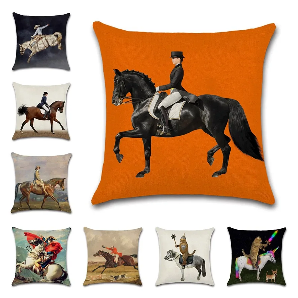 Lighting Mcqueen Bedroom Decor - Rider Horse Painting Animals Funny Cushion